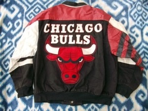 シカゴ ブルズ 袖革？レザー？ジャケット 極美品 表記XL Chicago Bulls NBA ジェフハミルトン Jeff Hamilton製 Michael Jordan ジョーダン