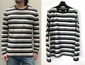 ラウンジリザード MULTI BORDER 天竺 クルーネック L/S Tシャツ 3 マルチボーダー ポケット ロンT ※レターパック発送可