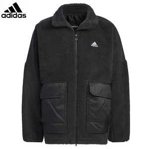 ・スピード発送 adidas(アディダス) 秋冬 M WORD ワーディング フリース 裏起毛 ボアジャケット IEI00(ブラック)Ｌ