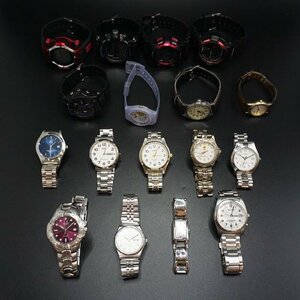 1円～【おまとめ】腕時計17点! CASIO/CITIZEN/Q&Q/REGUNO/ALBA/Agip/SCRIPT/CYBEAT 約1.0kg QZ クォーツ デジアナ ジャンク 不動 送料無料!