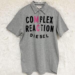 DIESEL ディーゼル 半袖 ポロシャツ ロゴプリント グレー