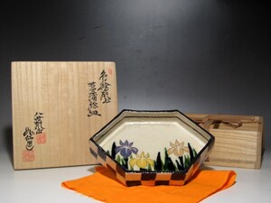 八世尾形乾山　如仙　菖蒲絵皿　奥行きのある景色ｋ708