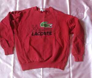 ラコステ　長袖トレーナー　赤　サイズ3　中古品　LACOSTE スウェット　トレーナー　刺繍ロゴデザイン　90s古着