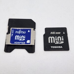 FUJITSU　富士通　miniSDカード 変換アダプター+TOSHIBA　miniSDカード16MB