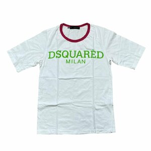 1円スタート 最終処分 DSQUARED ディースクエアード 五分袖 クルーネック Tシャツ ホワイト レディース XSサイズ