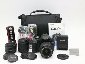 ●○【総シャッター数300回以下】Canon EOS Kiss X3 レンズキット/他 レンズ2本 セット デジタル一眼レフカメラ キャノン●027505006Jm○●