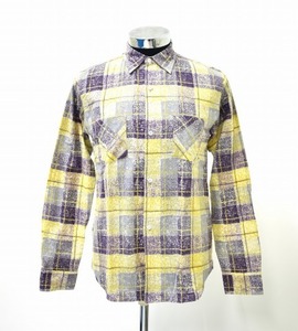 Inpaichthys kerri インパクティスケリー PRINT NELL SHIRT PURPLE×YELLOW S プリントネルシャツ 長袖 日本製