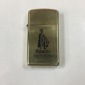 送料無料 1932 1989 ダブルイヤー刻印 SOLID BRASS ハワイ スリム ZIPPO 中古