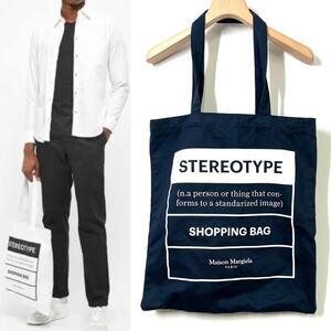 国内正規 Maison Margiela メゾンマルジェラ STEREOTYPE ステレオタイプ TOTE BAG ショッピング トートバッグ 鞄 ネイビー Logo ロゴ