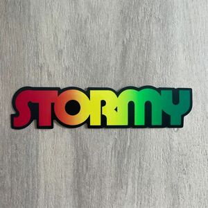 ⑦【STORMY ストーミー】ステッカー グラデーション シール 10.3cm スケボー スケートボード 赤×黄×緑