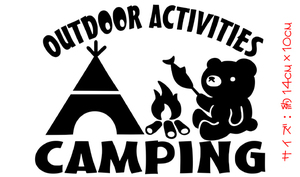 クマ camping OUTDOOR ACTIVITIES 切り文字ステッカー 検索 CAMP キャンプ テント 富士山 ソロキャン ゆるキャン△ 登山 熊 chiaki