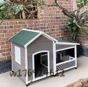 高品質 犬小屋 ドッグハウス 室外 中型犬用 屋外用 庭 保温防寒 通気性 148*100*86cm 屋外 木製 犬舍