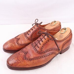 クロケット＆ジョーンズ製 8 1/2 E CLIFFORD CROCKETT&JONES クリフォード ウィングチップ 内羽根 茶 イングランド製 革靴 中古 ds4666