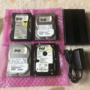 IDE HDD ハードディスク　3.5インチ　80GB X4個　中古品　フォーマット済　USB外付けケース(部品欠品あり)