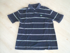 メンズ　FRED PERRY フレッドペリー　ボーダー　ポロシャツ　ネイビー　Tシャツ　S