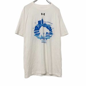 UNDER ARMOUR 半袖 プリントTシャツ L ホワイト ブルー アンダーアーマー 古着卸 アメリカ仕入 a507-6880