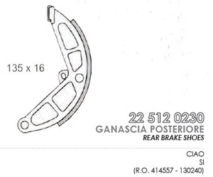 RMS 22512 0230 社外 ブレーキシュー 後輪 CIAO 135-16mm 後輪は１個だけです