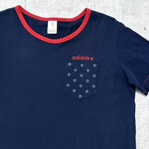 adidas NEO ドット柄 リンガー トリム ポケット Tシャツ アディダス　 ネオレーベル ユニセックス 男女兼用 赤ステッチ 刺繍 半袖 石瀬6108