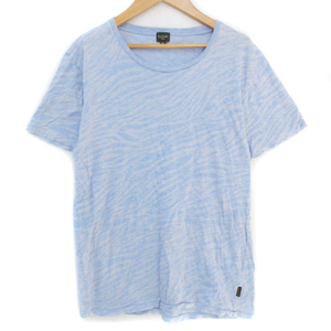 ポールスミスジーンズ Paul Smith JEANS Tシャツ カットソー 半袖 Uネック ゼブラ柄 M 青 グレー ブルー /FF42 メンズ