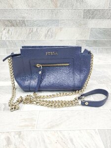 ◇ FURLA フルラ Ginevra ギネヴラ チェーン ショルダー バッグ ネイビー レディース P