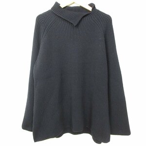 美品 Max Mara マックスマーラ バージンウール 長袖 タートルネック リブニットカットソー セーター Mサイズ ネイビー ◆