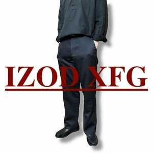 SL1-319★少し訳アリ格安★USA古着★正規品★【IZOD XFG アイゾッド】美シルエット ノータック スラックス トラウザー【W33 84センチ】黒