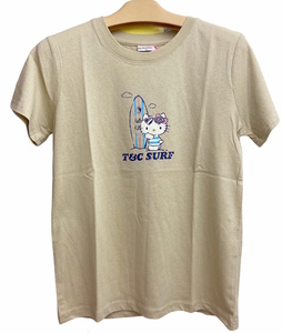 即決★新品タグ付 T＆C Surf Designs サンリオ キティちゃん★レディス 婦人★プリント 天竺 半袖Tシャツ/bj★Lサイズ ￥2090