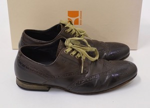 BOSS ORANGE ボスオレンジ　レザーシューズ DABO 8 DARK BROWN ダークブラウン WING TIP LEATHER SHOES ウイングチップ 革靴