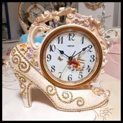 輸入雑貨　エレガント 『シンデレラの靴の置き時計』　ラグジュアリーホワイト