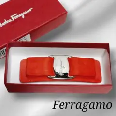 【Salvatore Ferragamo】スエード バレッタ 箱付き 赤