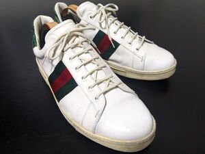 グッチ 41EJ Gucci シェリーライン オフホワイト レザースニーカー 9480