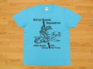 アウトレット処分 第831爆撃飛行隊 アクアブルー 4.0oz 半袖Tシャツ 黒 M ミリタリー ねずみ U.S. AIR FORCE