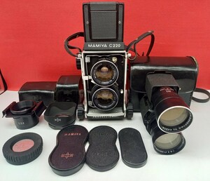 ■ MAMIYA C220 MAMIYA-SEKOR 4.5/55 6.3/250 レンズ 動作確認済 二眼レフカメラ フィルムカメラ セット付属品 マミヤ