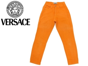 J-1868★VERSACE JEANS ヴェルサーチ★正規品 イタリア製 ビビットなオレンジ タイトフィットスキニー パンツ 40