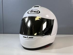 ★Arai フルフェイスヘルメット Hr MONO4 SNELL T8133 5960cm未満 M2010規格 日本製 アライ ホワイト シールド傷有り 中古品 管理K121