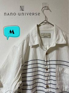 NANO UNIVERSE ナノ ユニバース リネン混 シャツ ボーダー M