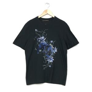 ◆LOUIS VUITTON ルイヴィトン 半袖カットソー L◆ ブラック コットン混 メンズ フローラルパンサー トップス RM161 JIF 16SS Tシャツ