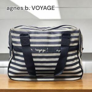 agnes b. VOYAGE トートバッグ 大容量 ボーダー キャンバス