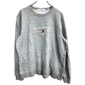 TOMMY HILFIGER jeans プリント スウェット トレーナー XLサイズ トミーヒルフィガー グレー 古着卸 アメリカ仕入 t2405-3471