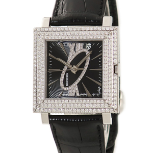 【3年保証】 ブシュロン キャレ WA011306 純正ダイヤ 正方形 黒 ギヨシェ 自動巻き メンズ レディース 腕時計