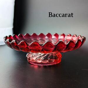 リビングを華やかに★オールドバカラ バンブー 20㎝ センターピース ルージュ フランス baccarat bambou フランス 輸入 赤 レッド 