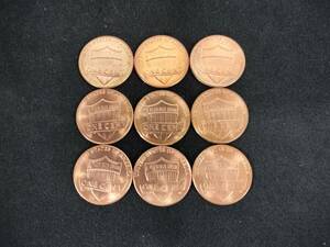 【G23】1セント　9枚セット　2013年　D刻印 銅貨　カッパー　コイン　メダル　クロースアップ　サロン　ギミック　マジック　手品　