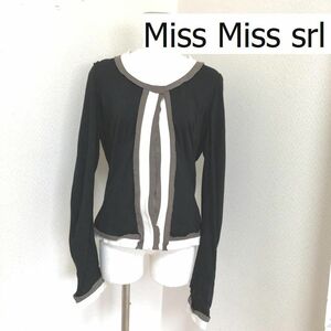 イタリア Miss Miss srl スウェット カーディガン ノーカラー 秋 ジャケット モノトーン