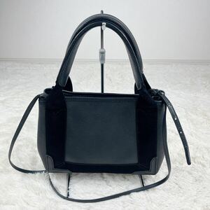 美品　バレンシアガ　ネイビーカバス　ブラック　レザー　キャンバス　ハンドバッグ 2WAY 2way 本革BALENCIAGA ショルダーバッグ 390346