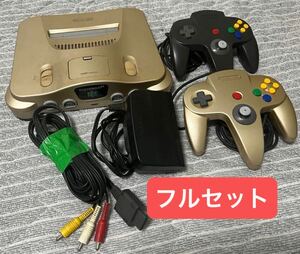 NINTENDO64 ニンテンドー64本体　ゴールド　希少　フルセット　 アダプター コントローラー ケーブル 付属　 任天堂　ロクヨン Nintendo