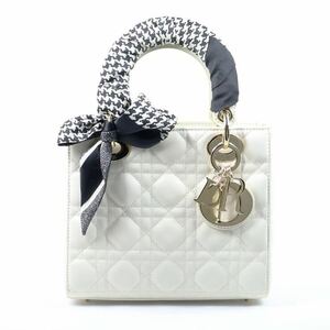 未使用級　クリスチャンディオール LADY DIOR ミニ バッグ ハンドバッグ 　チャーム.スカーフ.２０万円付属品付き