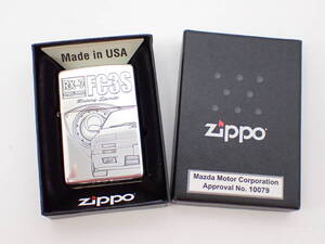 未使用品 火花確認済 1円～☆ZIPPO マツダ RX-7 FC3S 車 ロゴ シルバーカラー ジッポー オイルライター 喫煙グッズ/MO4186-3-6215