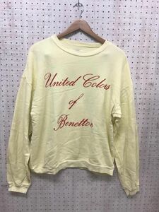 UNITED COLORS OF BENETTON ベネトン レトロ オールド ストリート 古着 裏パイル スウェット トレーナー シャツ 黄色 レディース