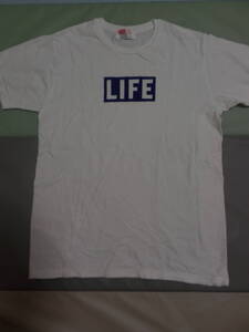 LIFE ライフ X RAGE BLUE レイジブルー 公式コラボ BOX LOGO ボックス ロゴ プリント Tシャツ 正規品 サイズM