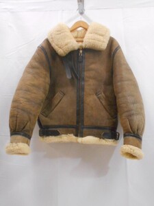 70 送120サ 0120YD19 AVIREX アヴィレックス B-3 ムートンフライトジャケット sheepskin ラムレザー 羊革 USA製 ブラウン サイズ38 中古品